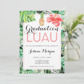 Afstudeer Luau Ananas Tropische Uitnodiging (Staand voorkant)