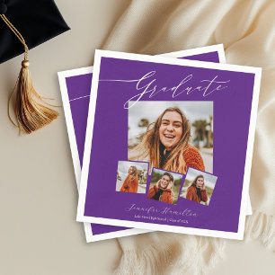 Afstudeer Minimalistische Foto Grad Feest Servet