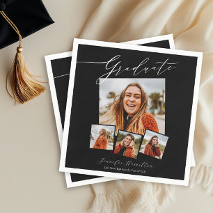 Afstudeer Minimalistische  Foto Grad Feest  Servet