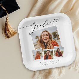 Afstudeer Minimalistische  Foto Grad-feestje  Papieren Bordje