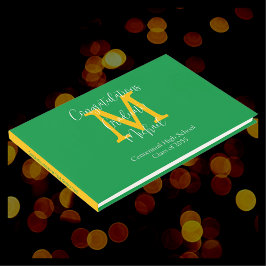 Afstudeer Monogram Groen Goud en Wit Inschrijvings Gastenboek