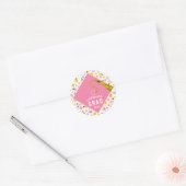 Afstudeer Roze Klassieke Ronde Sticker (Envelop)