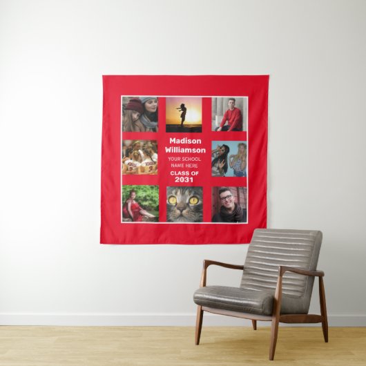 Afstudeer Tapijt 8 Foto Collage Klas Van Jaar Wandkleed (In Situ (horizontaal))