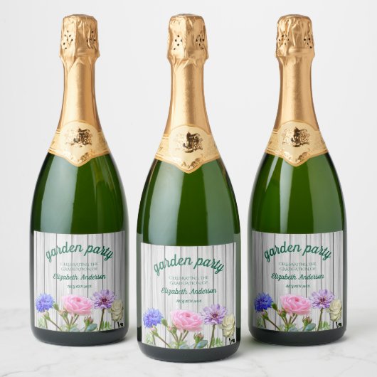 Afstudeer Tuinfeest Sparkling Wijnetiket (Flessen)