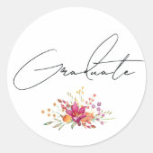 Afstudeer wilde bloemen ronde sticker (Voorkant)
