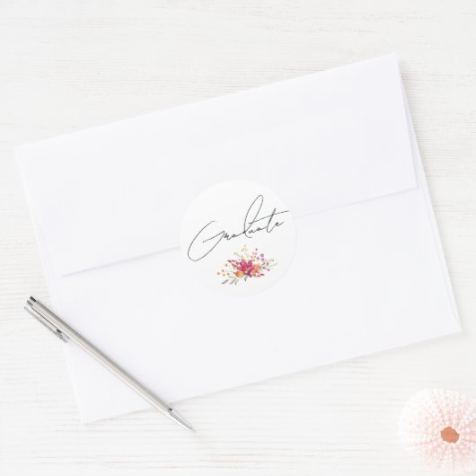 Afstudeer wilde bloemen ronde sticker (Envelop)