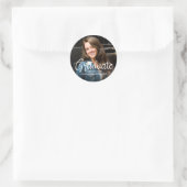 Afstudeer Witte Handgeschreven Script Foto Ronde Sticker (Tas)