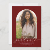 Afstudeeraankondiging Foto Boog - Burgundy Kaart (Voorkant)