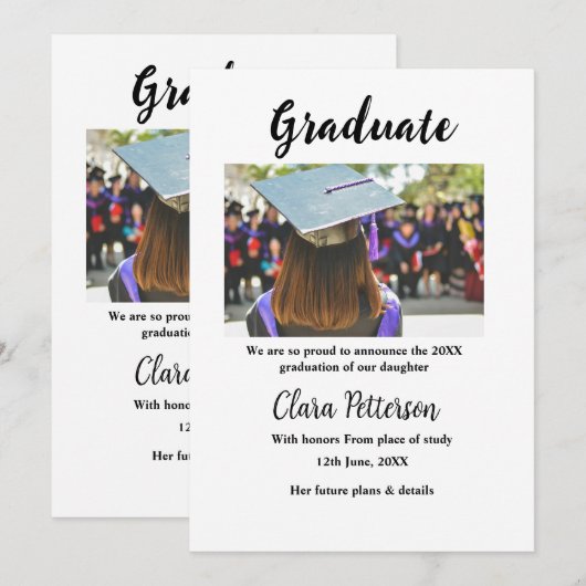 Afstudeeraankondiging naam klas van 20xx aankondig kaart (Voorkant / Achterkant)