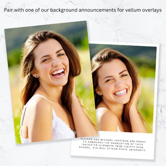 Afstudeeraankondiging Vellum Overlay Vellum Uitnodigingen