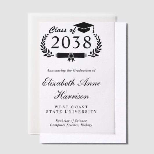 Afstudeeraankondiging Vellum Overlay Vellum Uitnodigingen (Offset)