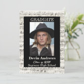 Afstudeeraankondiging voor muziekstudent. kaart (Staand voorkant)