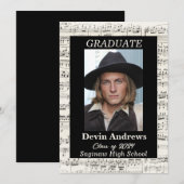 Afstudeeraankondiging voor muziekstudent. kaart (Voorkant / Achterkant)