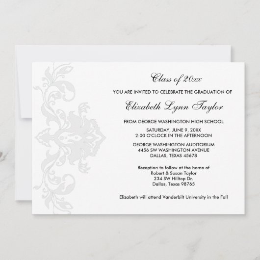 Afstudeeraankondiging Wit op Wit Kaart (Voorkant)