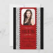 Afstudeeraankondigingen van Red en Black Glitter Kaart (Voorkant)