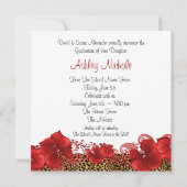 Afstudeeraankondigingen voor Girls Red Leopard Kaart (Achterkant)