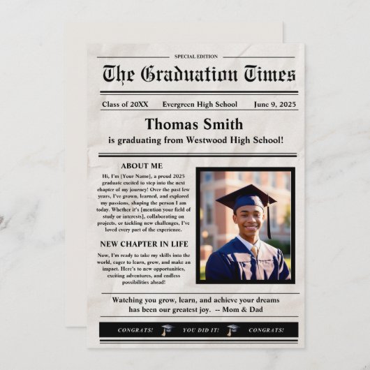 Afstudeerbare krant aankondiging (Voorkant / Achterkant)