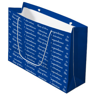 Afstudeerblauw en witte felicitatie Afstudeer Groot Cadeauzakje