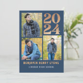 Afstudeerblauw Klas van 2024 Printbaar Kaart (Staand voorkant)