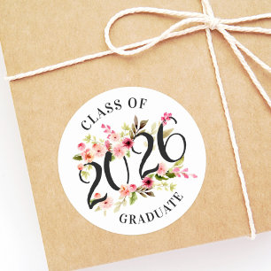 Afstudeerbloemen klas van 2026 ronde sticker