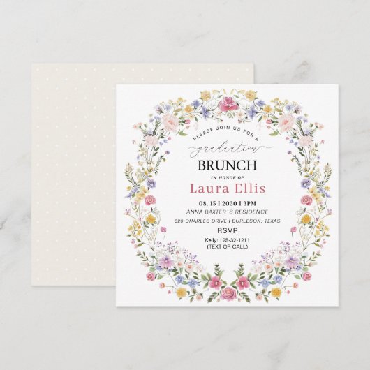 Afstudeerbrunch elegant moderne aquarel kaart (Voorkant / Achterkant)