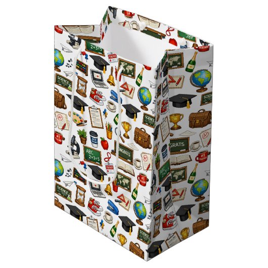 🎓 Afstudeercadeautas voor leraren Medium Cadeauzakje (Voorkant Gekanteld)