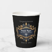 Afstudeercaduceus Elegant Zwart Goud Wit Papieren Bekers (Achterkant)