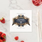 Afstudeercaduceus Elegant Zwart Goud Wit Servet (Insitu)