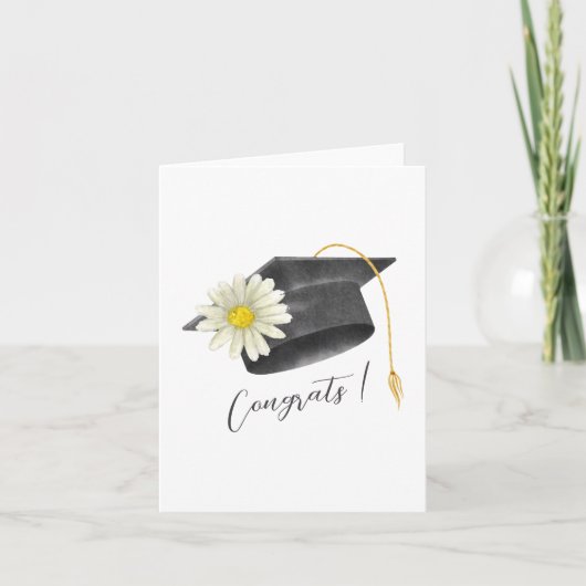 Afstudeercap met bloemen uitnodiging (Voorkant)