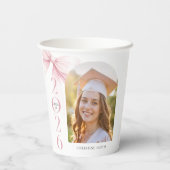 Afstudeerceremonie met Roze Lint Papieren Bekers (Achterkant)