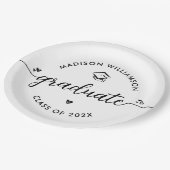 Afstudeerceremonie Zwart Wit Script Harten Mut Mod Papieren Bordje (Gekanteld)