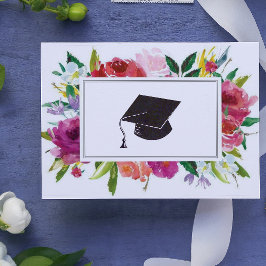 Afstudeercongratutaties met bloemen kaart
