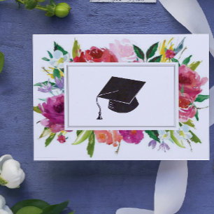 Afstudeercongratutaties met bloemen kaart