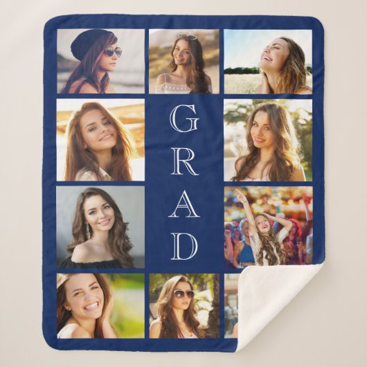 Afstudeerder 10 Fotoblauw Afstuderen Sherpa Deken (Voorkant)