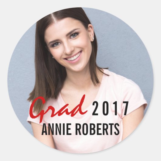 Afstudeerder 2017 handgeschreven modern afstuderen ronde sticker (Voorkant)