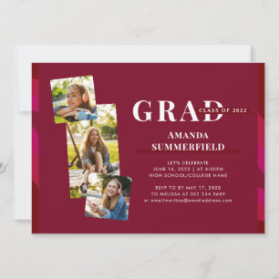 Afstudeerder 2022 Foto Collage Burgundy Graduation Kaart