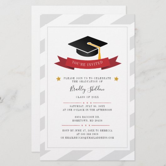 Afstudeerder 2022 Graduation Party Modern Invitati Briefpapier (Voorkant / Achterkant)