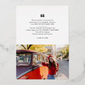 Afstudeerder 2023 Foto Afstuderen Gold Foil Aankon Folie Uitnodiging (Achterkant)