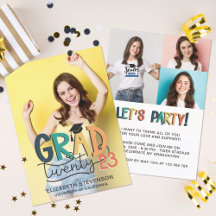 Afstudeerder 2023 retrokleurrijke graduatie party 