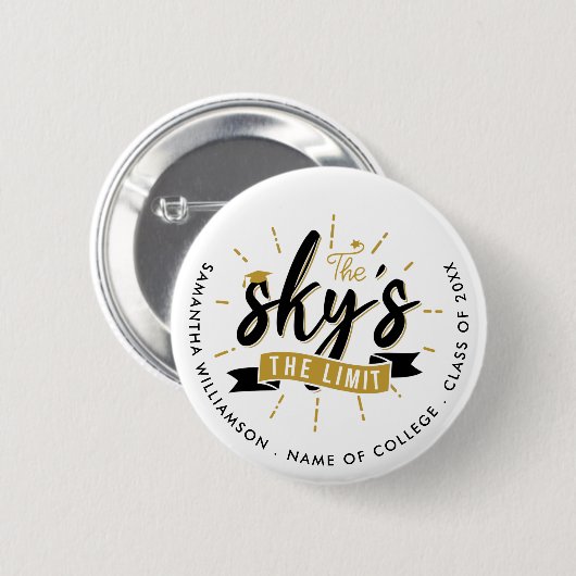 Afstudeerder 2023 veegt de Limit Afstuderen Keepom Ronde Button 5,7 Cm (Voorkant /achterkant)