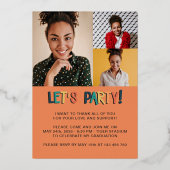 Afstudeerder 2023 vetgedrukte partitie 4 fotogoud folie uitnodiging (Achterkant)