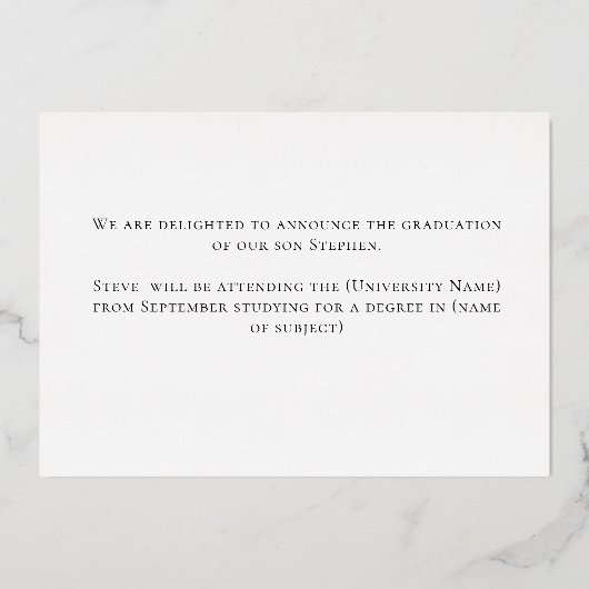 Afstudeerder 2024 foto Hij deed het goudfolie aank Folie Uitnodiging (Achterkant)