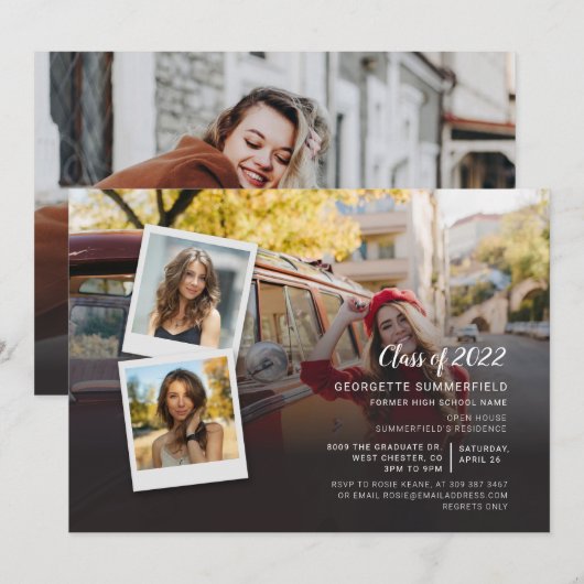 Afstudeerder 2024 Fotocollage Graduation Party Kaart (Voorkant / Achterkant)