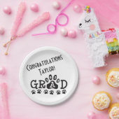 afstudeerder 2024 wit zwart | Paw prints afstudere Papieren Bordje (Feest)