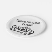 afstudeerder 2024 wit zwart | Paw prints afstudere Papieren Bordje (Gekanteld)