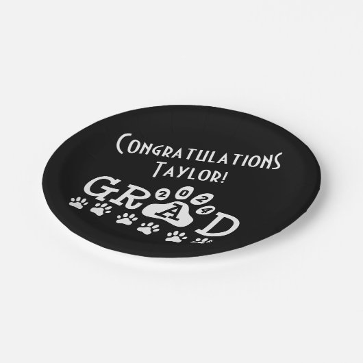 afstudeerder 2024 zwart wit | Paw prints afstudere Papieren Bordje (Gekanteld)