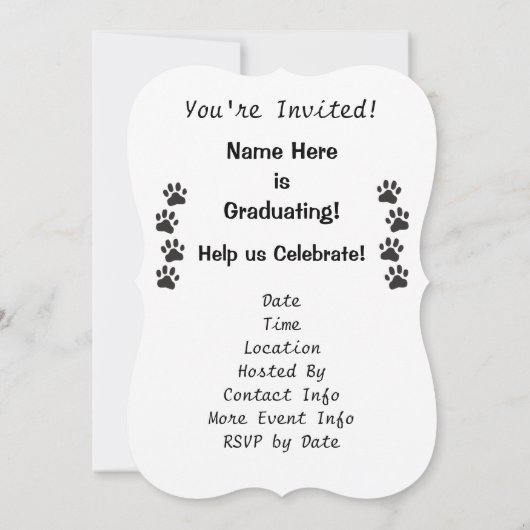 afstudeerder 2024 Zwart Wit Paw Prints Afstuderen Kaart (Achterkant)