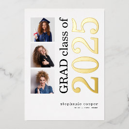 Afstudeerder 2025 3 foto's Real Gold Folie Aankond Uitnodiging