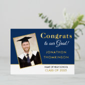 Afstudeerder 2025 Aankondiging Goudfolie Foto Navy (Staand Voorkant)