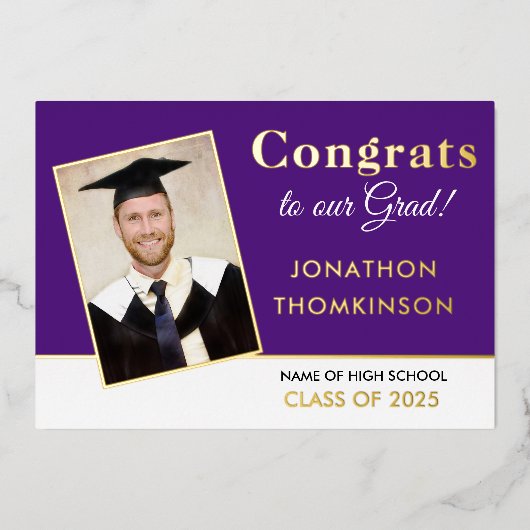 Afstudeerder 2025 Aankondiging Goudfolie Foto Paar (Voorkant)